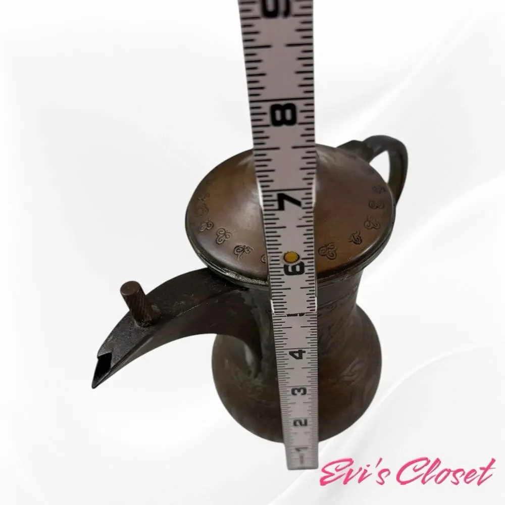 Copper Dallah Coffee Pot Maker And Serving Plate Middle Eastern Moroccan